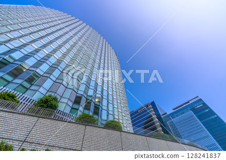 Yokohama cityscape in Japan, overlooking the buildings in front of Shin-Takashima Station, July 9th 128241837