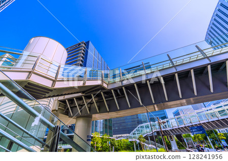 Yokohama cityscape in Japan, overlooking the buildings in front of Shin-Takashima Station, July 9th Yokohama cityscape in Japan, overlooking the buildings in front of Shin-Takashima Station, July 9th 128241956