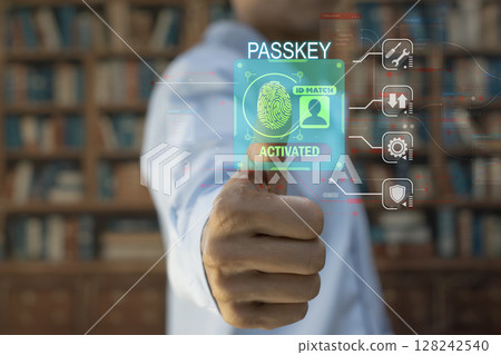 concept of using Passkey instead of a code set for maximum security Biometric Lock 128242540
