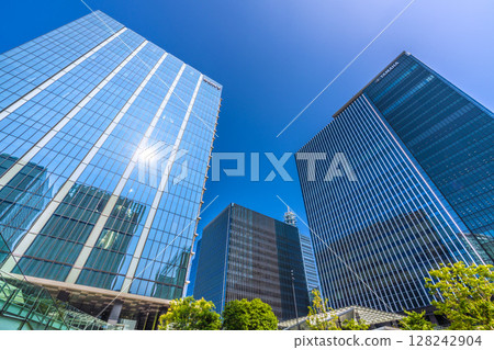 Yokohama cityscape in Japan, overlooking the buildings in front of Shin-Takashima Station, July 9th 128242904