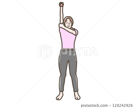 一位女士做啞鈴練習的插圖 128242926