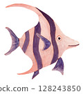Watercolor decoration pink and purple fantasy fish  128243850
