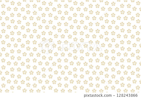 暗黃色小櫻花圖案（日式圖案，向量素材） 128243866