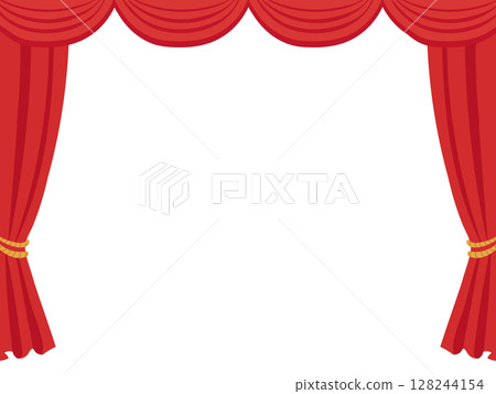 Illustration of a red stage curtain that may be used at an event Illustration of a red stage curtain that may be used at an event 128244154