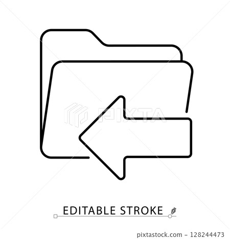 A backup folder icon in minimalist style with editable stroke. Data archive, file recovery, restore process, system protection, information management, digital storage, outline vector illustration. 128244473