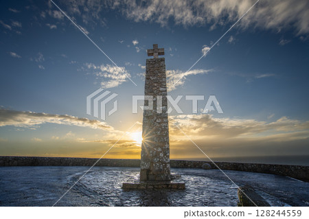 Cabo da Roca Monument Westernmost Point Mainland Europe. Cabo da Roca Monument Westernmost Point Mainland Europe. 128244559