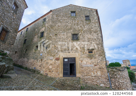 Historic Stone Building Trujillo Spain Monastery Window Grille. 128244568