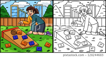 Cornhole Girl Counting the Score Illustration  128244683