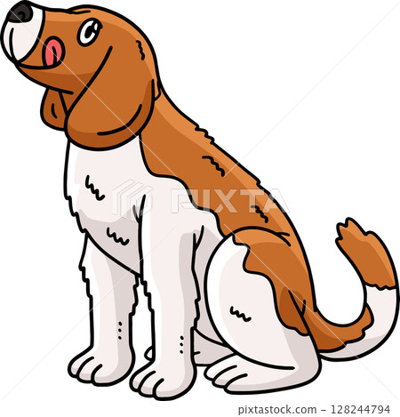 Sitting Dog Cartoon Colored Clipart Illustration  128244794