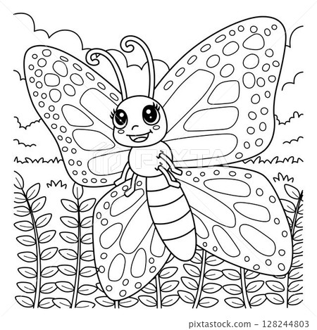 Insect Monarch Butterfly Animal Coloring Page  128244803