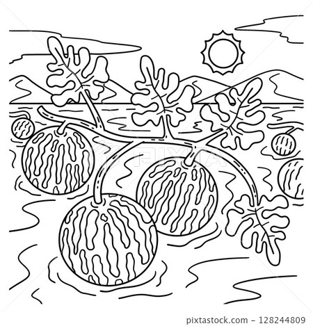 Desert Colocynth Fruit Coloring Page for Kids Desert Colocynth Fruit Coloring Page for Kids 128244809
