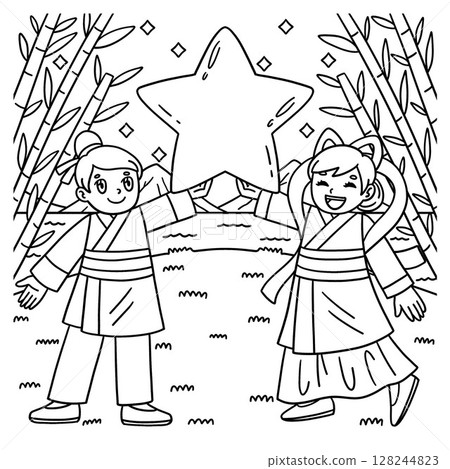 Tanbata Orihime and Hikoboshi Coloring Page Tanbata Orihime and Hikoboshi Coloring Page 128244823