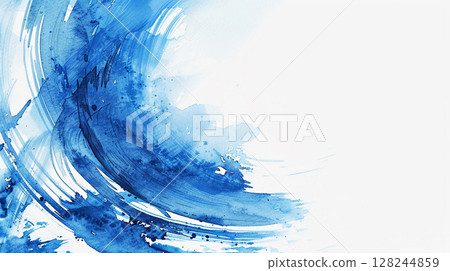 藍色水彩筆紋理背景圖生成AI 128244859