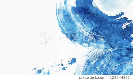 藍色水彩筆紋理背景圖生成AI 128244861