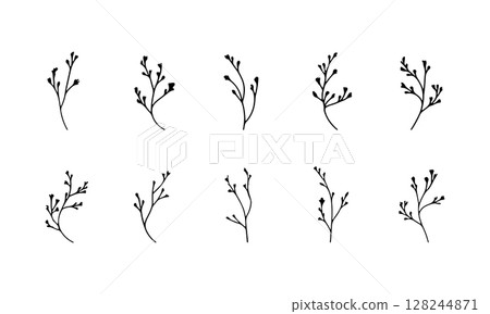 Detailed Leaf Illustration in Black. A bold botanical design of a detailed black leaf with layered shapes and contrast, perfect for strong visuals and modern aesthetics. 128244871