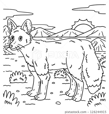 Desert Corsac Fox Animal Coloring Page for Kids Desert Corsac Fox Animal Coloring Page for Kids 128244915