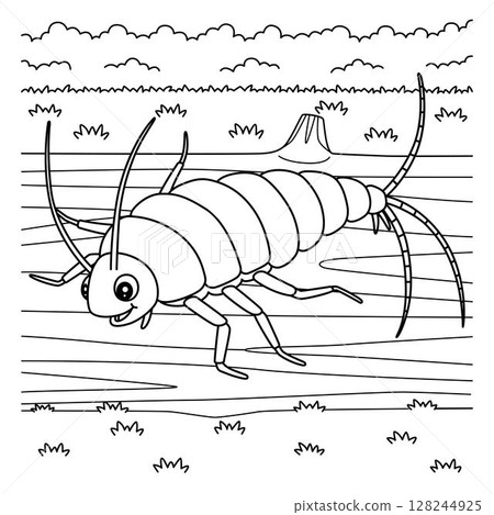 Insect Silverfish Animal Coloring Page for Kids  128244925