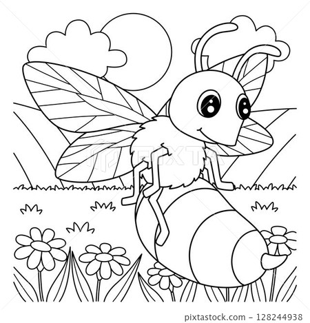 Insect Wasp Animal Coloring Page for Kids Insect Wasp Animal Coloring Page for Kids 128244938