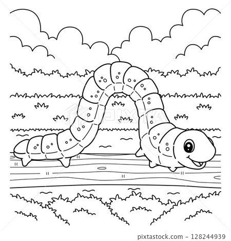 Insect Inchworm Animal Coloring Page for Kids Insect Inchworm Animal Coloring Page for Kids 128244939