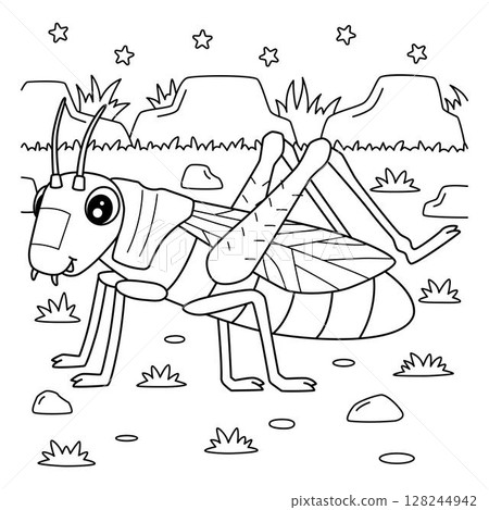 Insect Grasshopper Animal Coloring Page for Kids  128244942