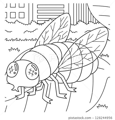 Insect Blow Fly Animal Coloring Page for Kids  128244956