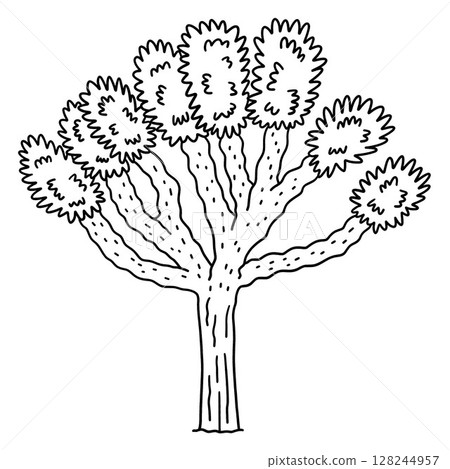 Joshua Tree Isolated Coloring Page for Kids  128244957