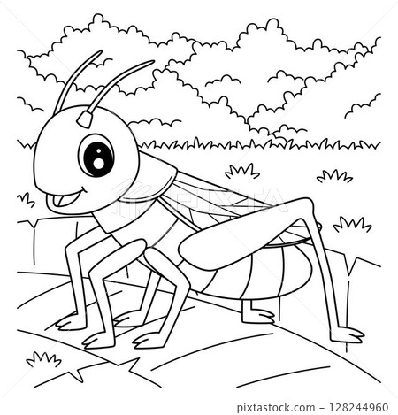 Insect Cricket Animal Coloring Page for Kids  128244960