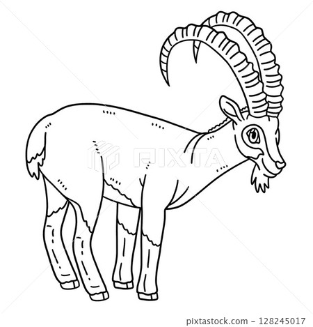 Nubian Ibex Animal Isolated Coloring Page for Kids 128245017