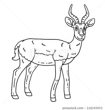 Gazelle Animal Isolated Coloring Page for Kids 128245053