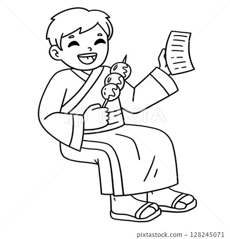 Tanbata Boy with Dango Isolated Coloring Page Tanbata Boy with Dango Isolated Coloring Page 128245071