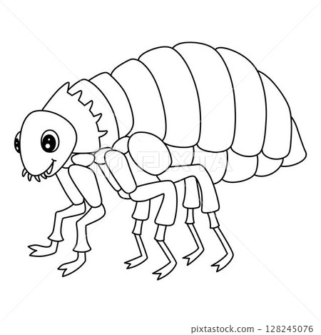 Insect Flea Animal Isolated Coloring Page for Kids 128245076