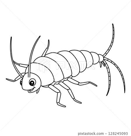 Insect Silverfish Animal Isolated Coloring Page  128245093