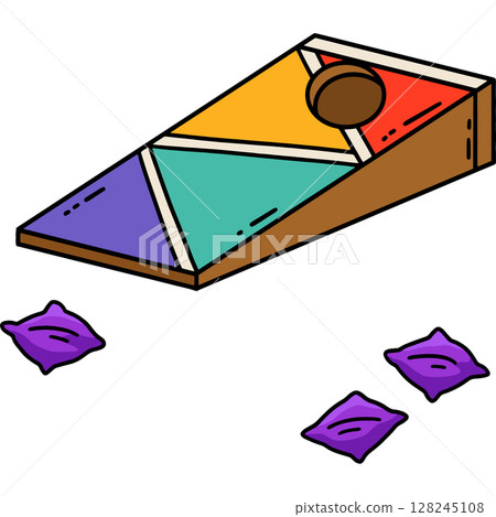 Cornhole Board and Bags Cartoon Colored Clipart Cornhole Board and Bags Cartoon Colored Clipart 128245108