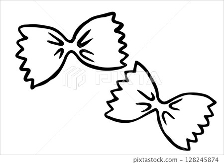 farfalle pasta. vector illustration in doodle style 128245874