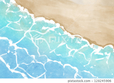 Background illustration of sandy beach and sea Landscape Watercolor Summer Waterfront Coast 128245906