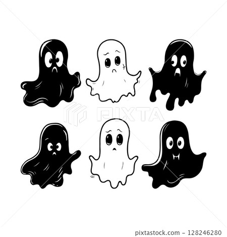 A set silhouette Halloween ghosts on white background. Vector illustration A set silhouette Halloween ghosts on white background. Vector illustration 128246280