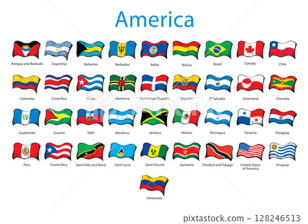 Flags of the countries of America. Vector drawing sign 128246513