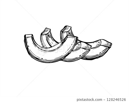 Peeled avocado slices black and white vector isolated illustration in linear style. Chopped vegetable pile graphic sketch for healthy food packaging, vegan recipes, restaurant menu design. Peeled avocado slices black and white vector isolated illustration in linear style. Chopped vegetable pile graphic sketch for healthy food packaging, vegan recipes, restaurant menu design. 128246526