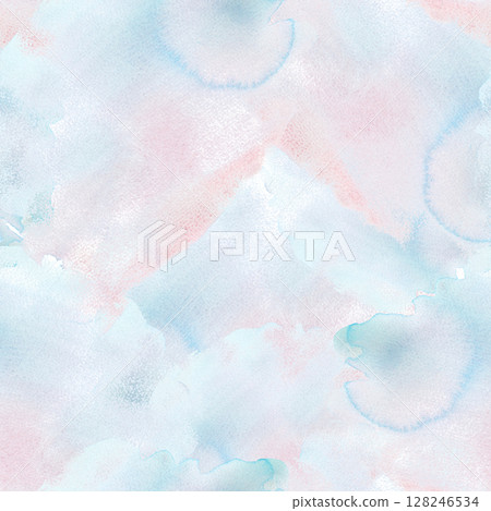 A delicate seamless pattern of hand-painted watercolor spots. Seamless background template for packaging, wallpaper, scrapbooking, wrapping paper. 128246534