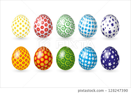 Set Easter color eggs on white background. Vector illustration. Happy Easter eggs ornament. Set Easter color eggs on white background. Vector illustration. Happy Easter eggs ornament. 128247390
