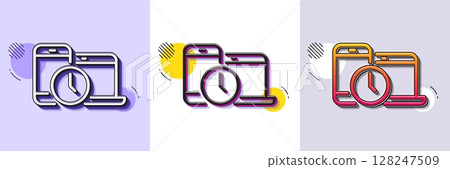 Time management line icon. Halftone dotted pattern. Gradient icon with grain shadow. Clock sign. Mobile devices symbol. Line time management icon. Various designs. Vector Time management line icon. Halftone dotted pattern. Gradient icon with grain shadow. Clock sign. Mobile devices symbol. Line time management icon. Various designs. Vector 128247509