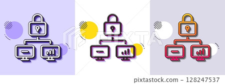Lock line icon. Halftone dotted pattern. Gradient icon with grain shadow. Network protection sign. Security padlock symbol. Line lock icon. Various designs. Vector Lock line icon. Halftone dotted pattern. Gradient icon with grain shadow. Network protection sign. Security padlock symbol. Line lock icon. Various designs. Vector 128247537