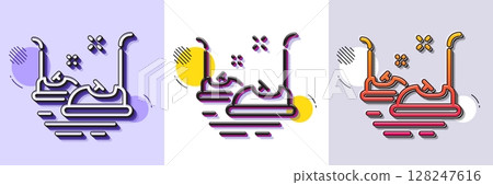 Bumper cars line icon. Halftone dotted pattern. Gradient icon with grain shadow. Amusement park sign. Line bumper cars icon. Various designs. Vector Bumper cars line icon. Halftone dotted pattern. Gradient icon with grain shadow. Amusement park sign. Line bumper cars icon. Various designs. Vector 128247616