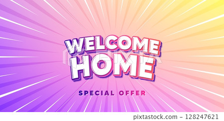 Welcome home sun rays gradient banner. Light burst background. Welcome home tag. Home invitation offer. Hello guests message. Gradient sun rays. Sunburst light. Vector Welcome home sun rays gradient banner. Light burst background. Welcome home tag. Home invitation offer. Hello guests message. Gradient sun rays. Sunburst light. Vector 128247621