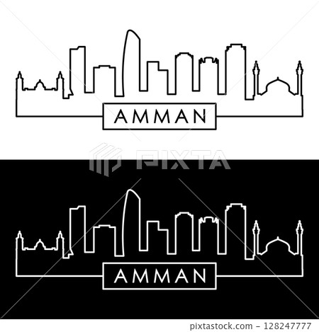 Amman skyline. Linear style. Amman skyline. Linear style. 128247777