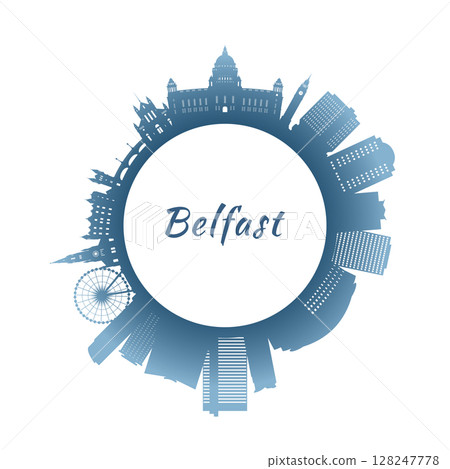 Belfast skyline with colorful buildings. 128247778