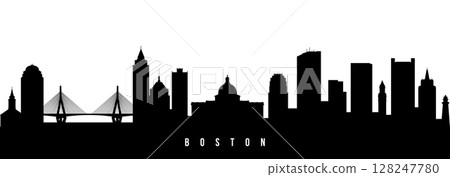 Vector silhouette illustration of Boston City urban skyline. 128247780