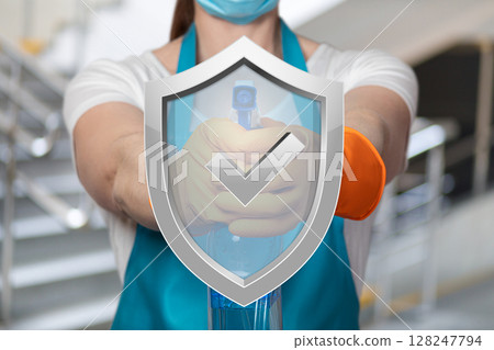 Worker dedicated to hygiene standards. 128247794