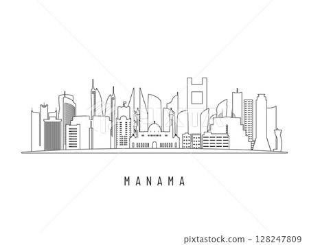 Detailed Manama skyline vector illustration. 128247809