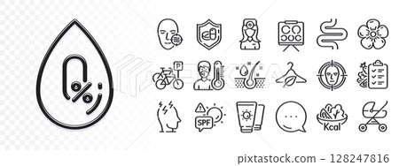 Spf protection, Slow fashion and Diet menu line icons for web app. Glare of light effect. Message icon. Pack of Oculist doctor, No alcohol, Serum oil pictogram icons. Vector 128247816